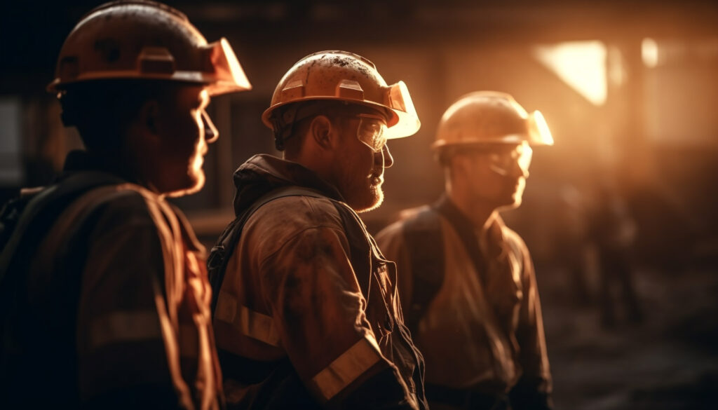 trabajadores de la industria de la mineria trabajando